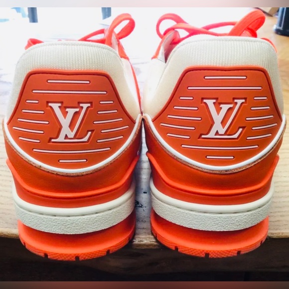 NEW Louis Vuitton Orange Monogram Embossed Trainer Sneakers - Picture 14 of 15